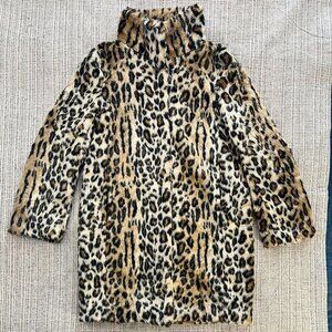 H&M Leopard Print Knee-Length Winter Coat - Size 4 - Pre-Owned Great Condition